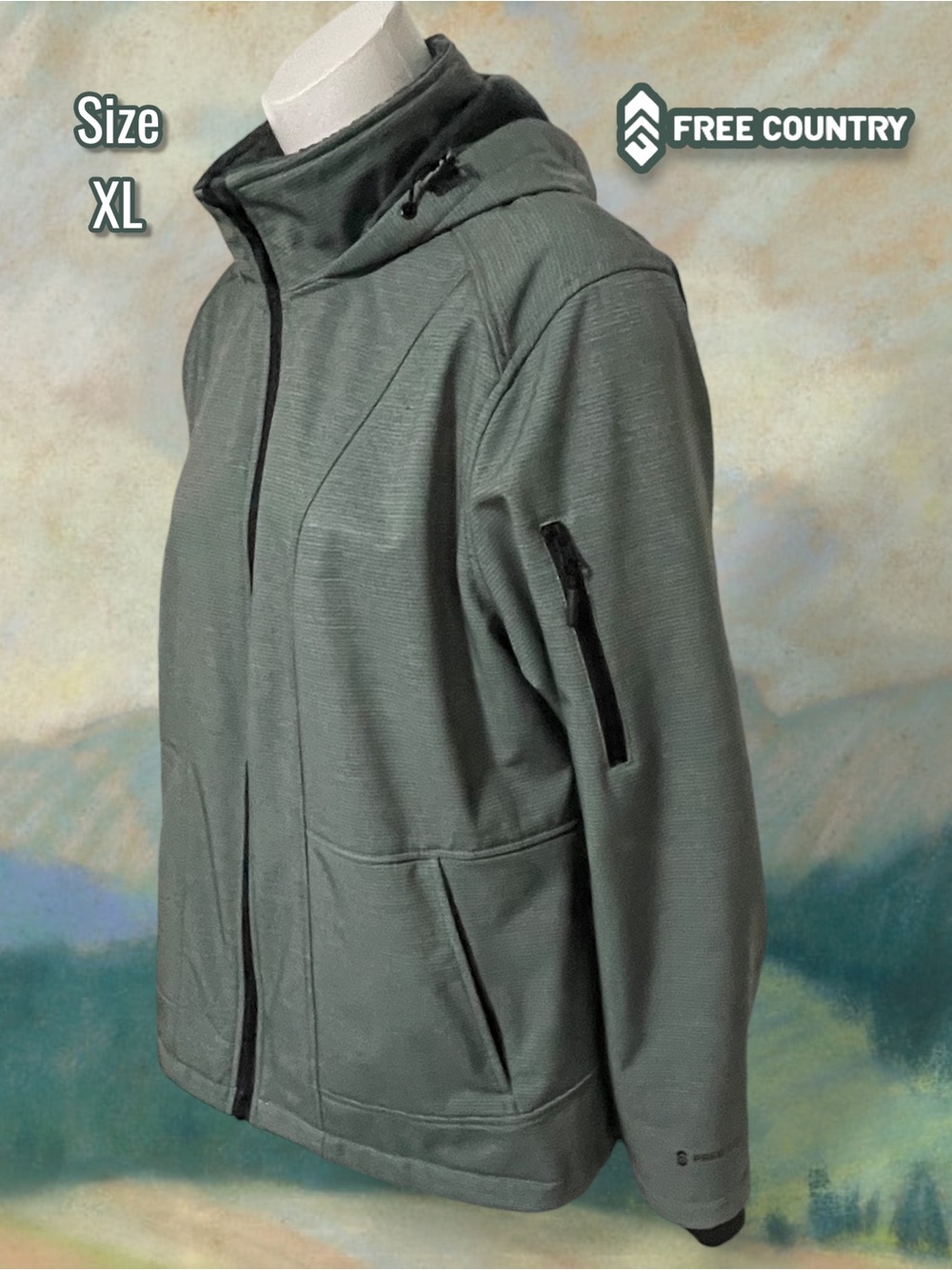 Free Country StormTech Super Softshell Jacket Size XL Olive Tree